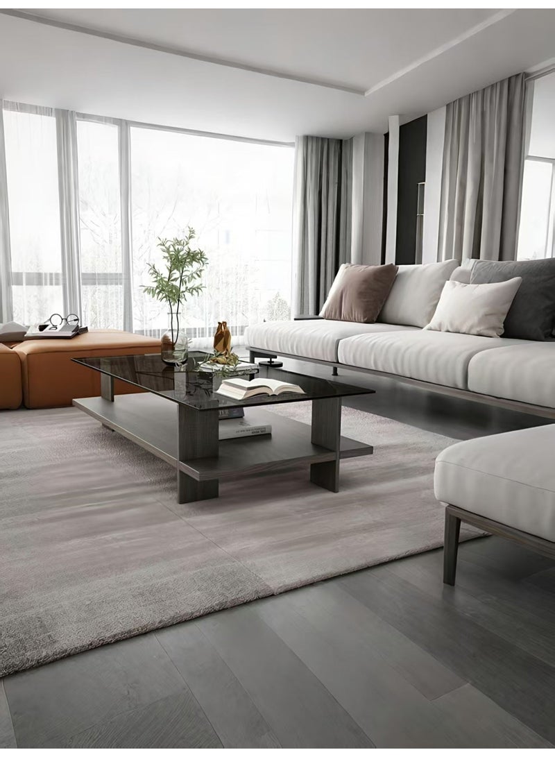 ChenDa Modern Grey Oak Tempered Glass Coffee Table 80×40×38cm - Impact Resistant & Stable Living Room Coffee Table - Image 3